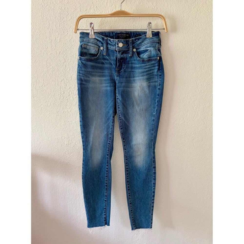 Lucky Brand Women's Skinny Ankle Jeans 0/25 Medium Wash Raw Hem Denim
